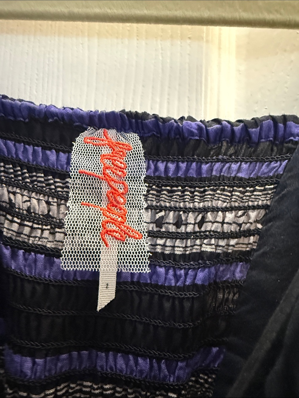 Free People Black and Purple Striped Smocked dress - Picture 2 of 7